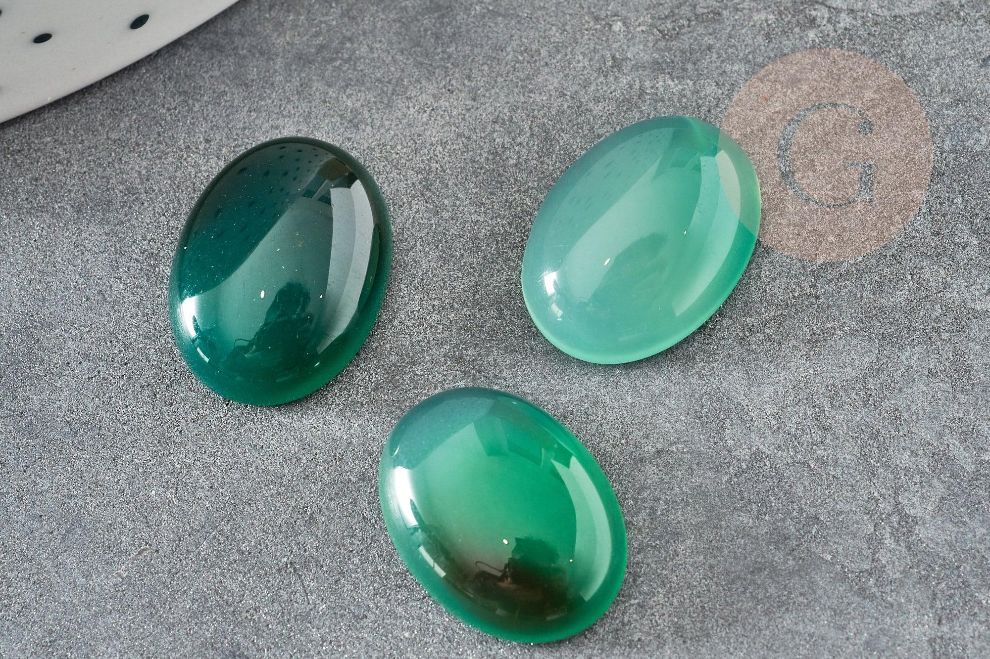 Cabochon ovale agate naturelle vert 16x12mm, x1 (G2244)