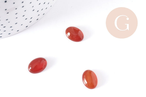 Cabochon ovale agate teintée marron-orange 14x10mm, x1 (G8917)