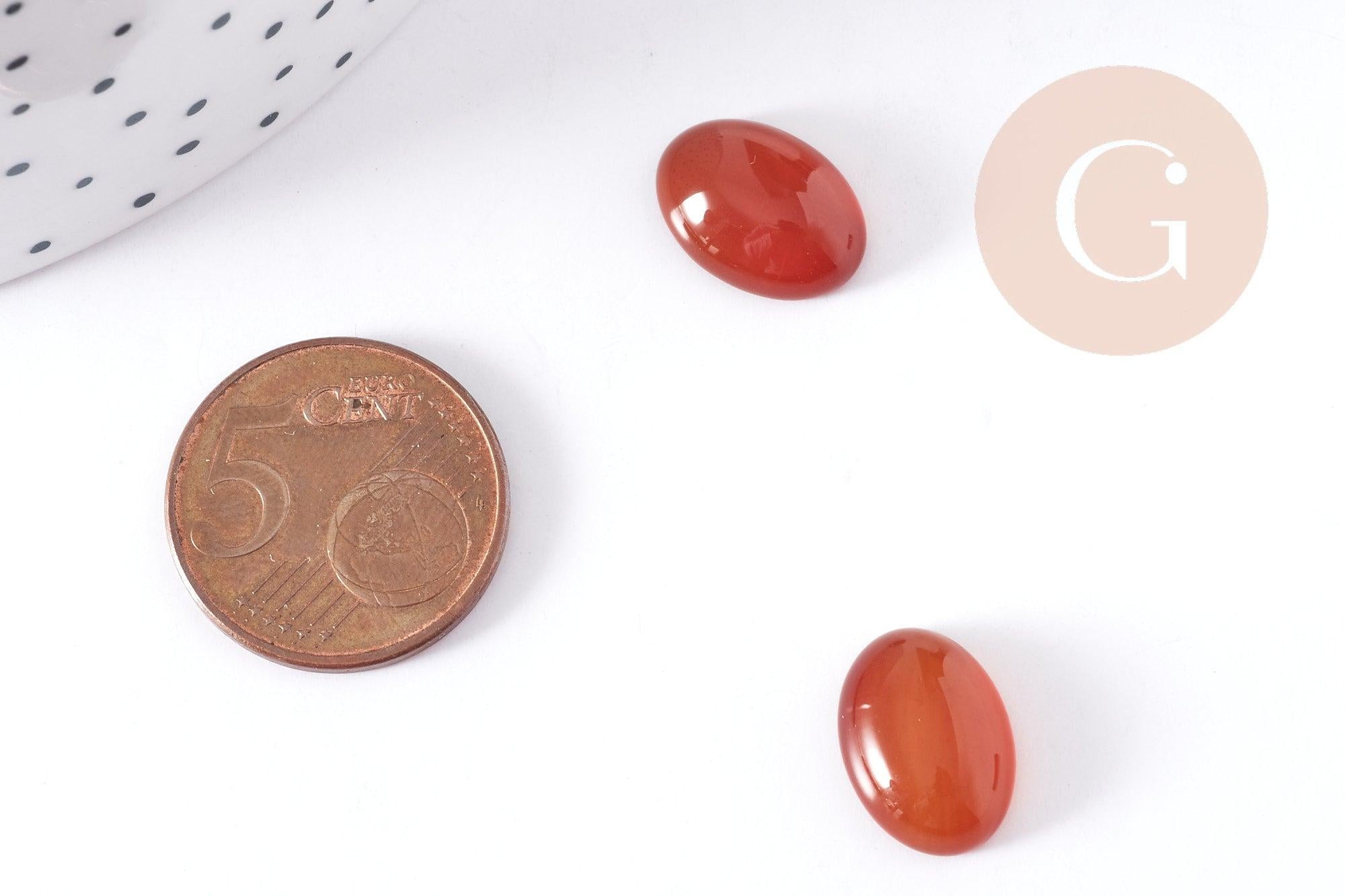Cabochon ovale agate teintée marron-orange 14x10mm, x1 (G8917)
