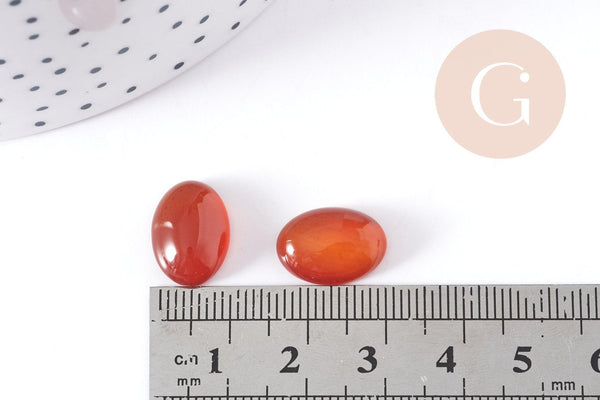 Cabochon ovale agate teintée marron-orange 14x10mm, x1 (G8917)