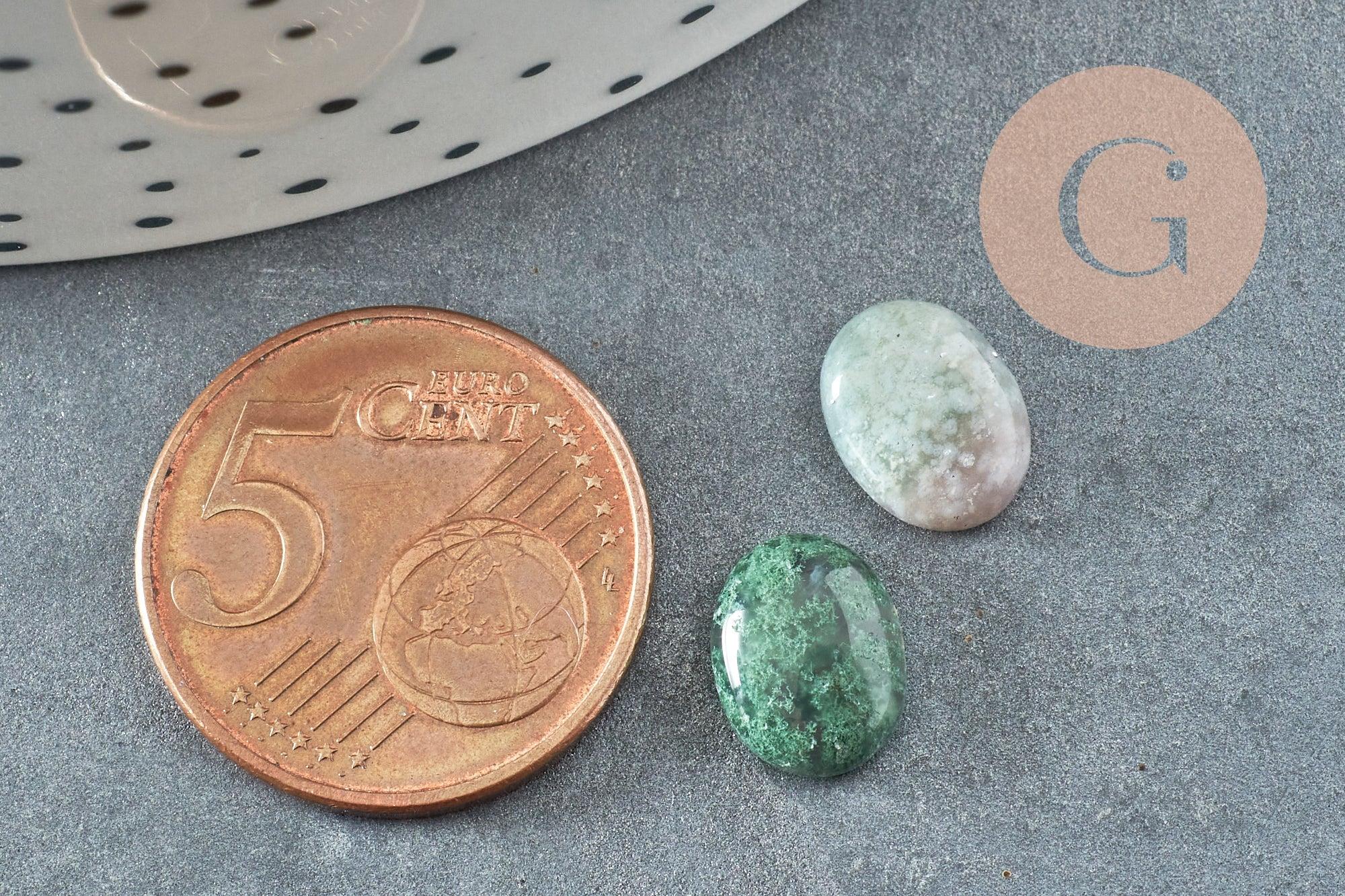 Cabochon ovale agate verte naturelle 10x8mm, x1 (G8649)