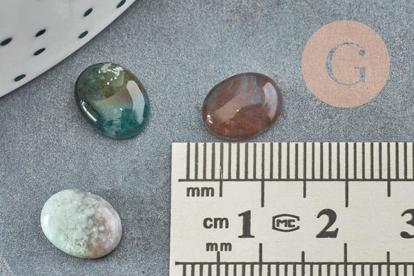 Cabochon ovale agate verte naturelle 10x8mm, x1 (G8649)