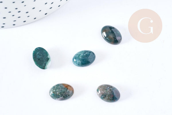 Cabochon ovale agate verte naturelle 14x10mm, x1 (G8669)