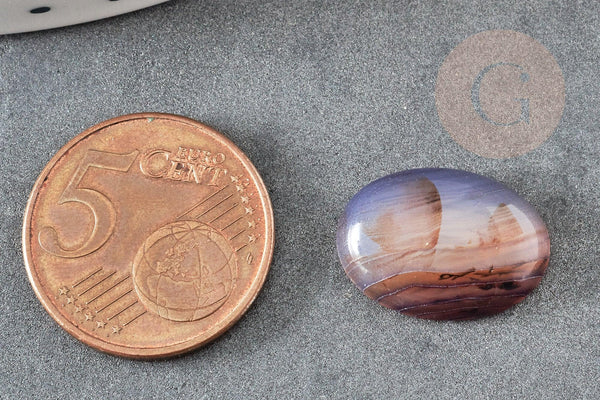 Cabochon ovale agate violette, agate naturelle pour créer des bijoux en pierre naturelle ,18x13mm, x1 G1557
