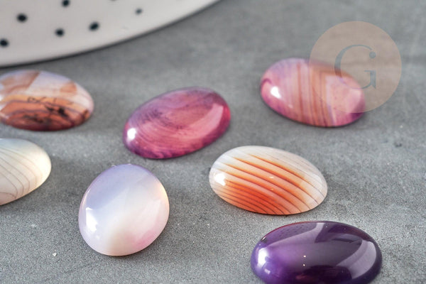 Cabochon ovale agate violette, agate naturelle pour créer des bijoux en pierre naturelle ,18x13mm, x1 G1557