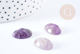 Cabochon ovale améthyste naturelle facetté 18x13mm, x1 (G8665)