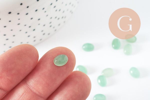 Cabochon ovale aventurine naturelle 8x6mm, création bijoux pierre naturelle, x1 (G10179)