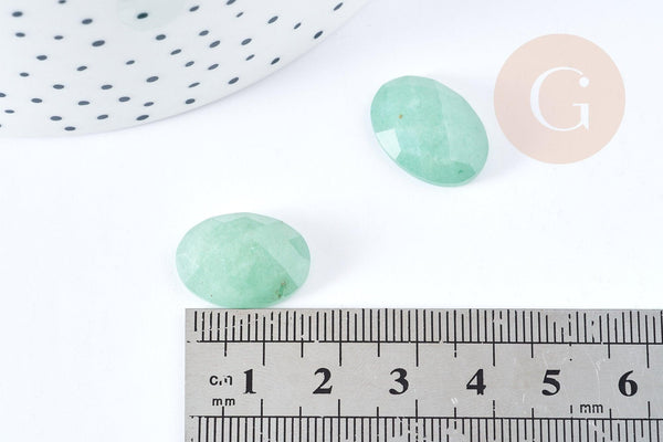 Cabochon ovale aventurine naturelle facetté 18x13mm, x1 (G8664)