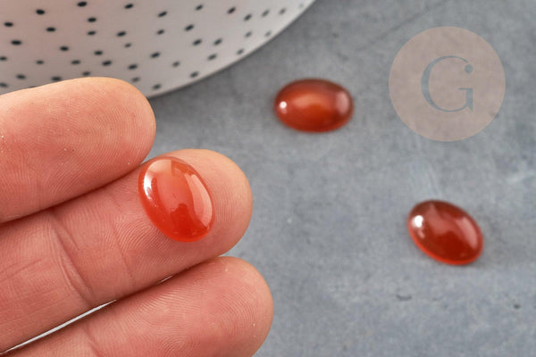 Cabochon ovale cornaline naturelle orange 10x14mm, x1 (G2020)
