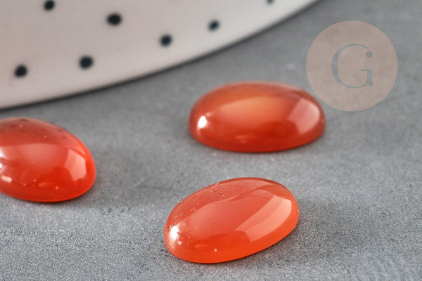 Cabochon ovale cornaline naturelle orange 10x14mm, x1 (G2020)
