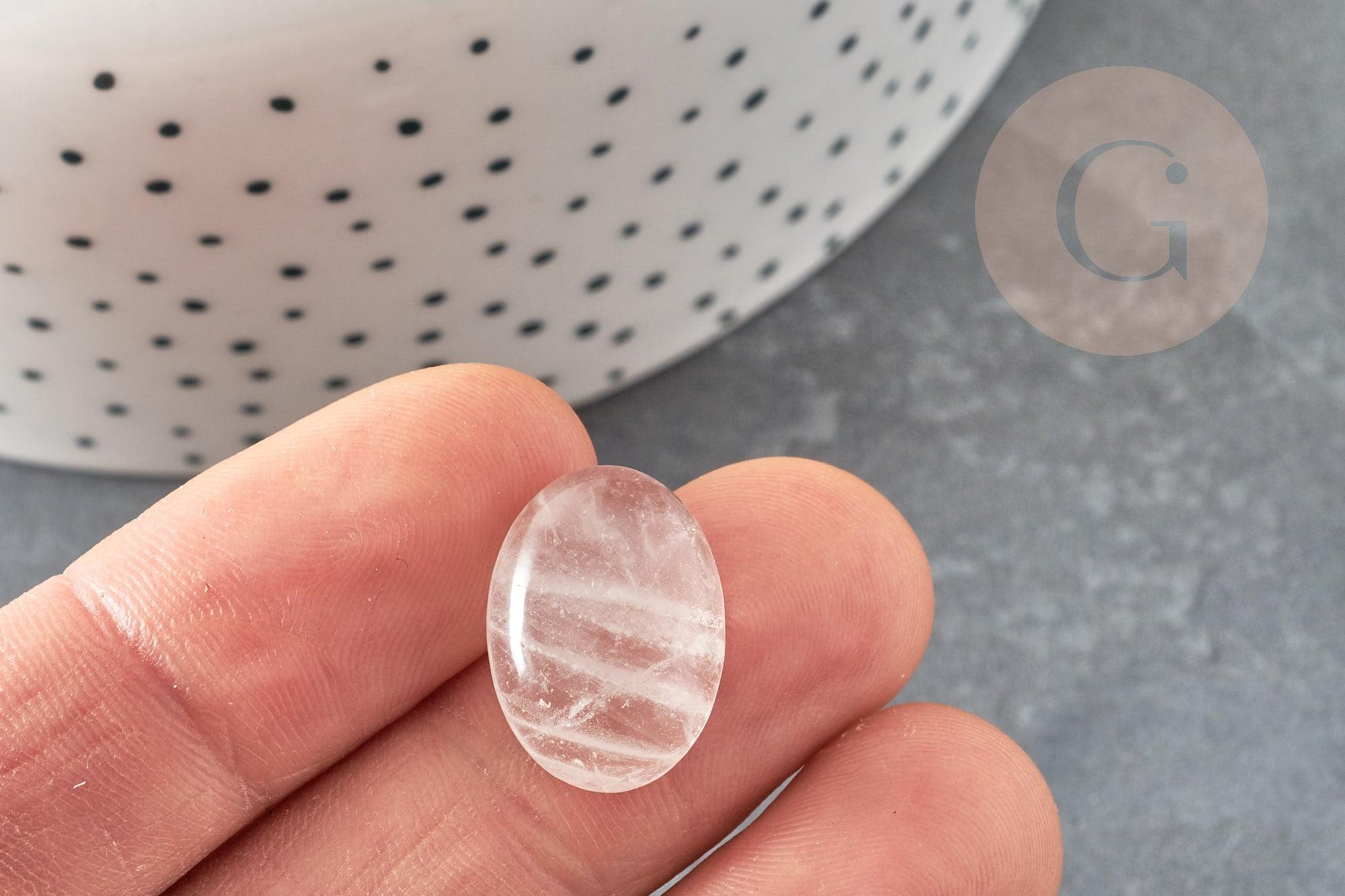 Cabochon ovale cristal de roche nature 18x13mm, x1 (G2256)