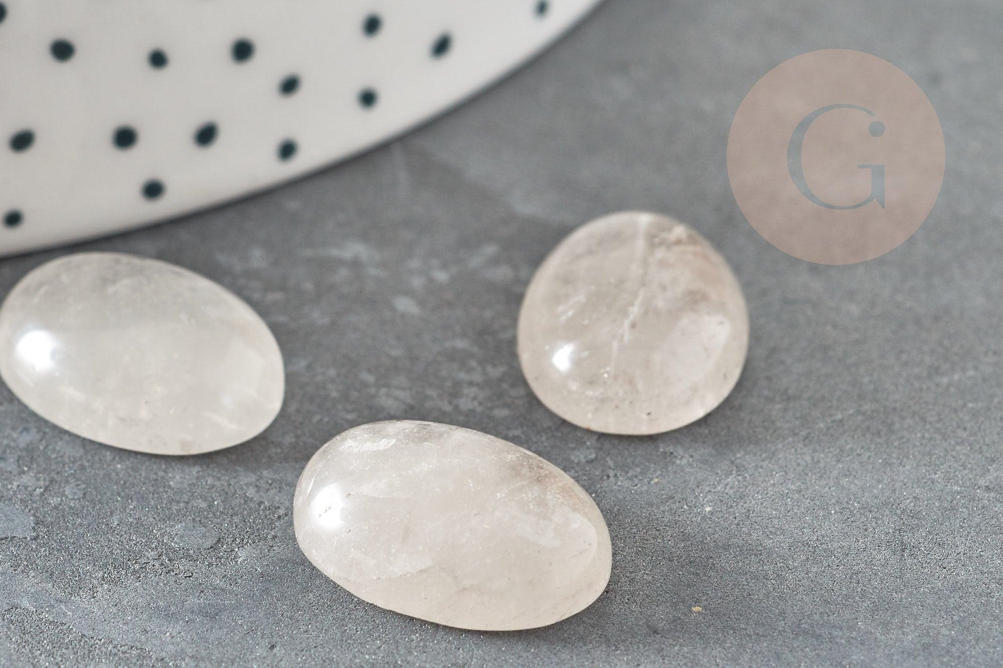 Cabochon ovale cristal de roche nature 18x13mm, x1 (G2256)