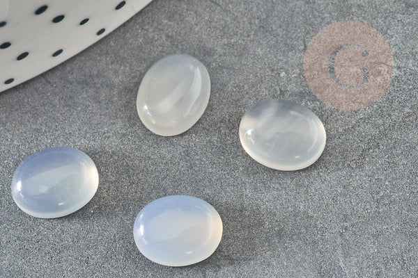 Cabochon ovale jade blanc naturel 10x8mm, x1 (G1292)