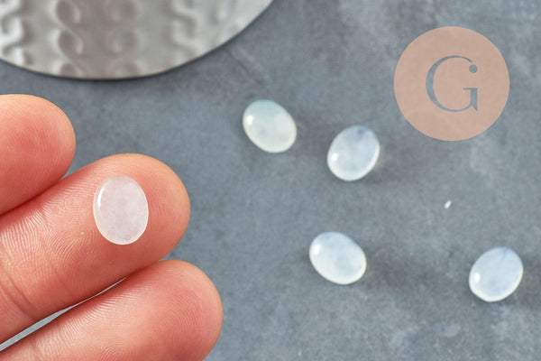 Cabochon ovale jade blanc naturel 10x8mm, x1 (G9512)