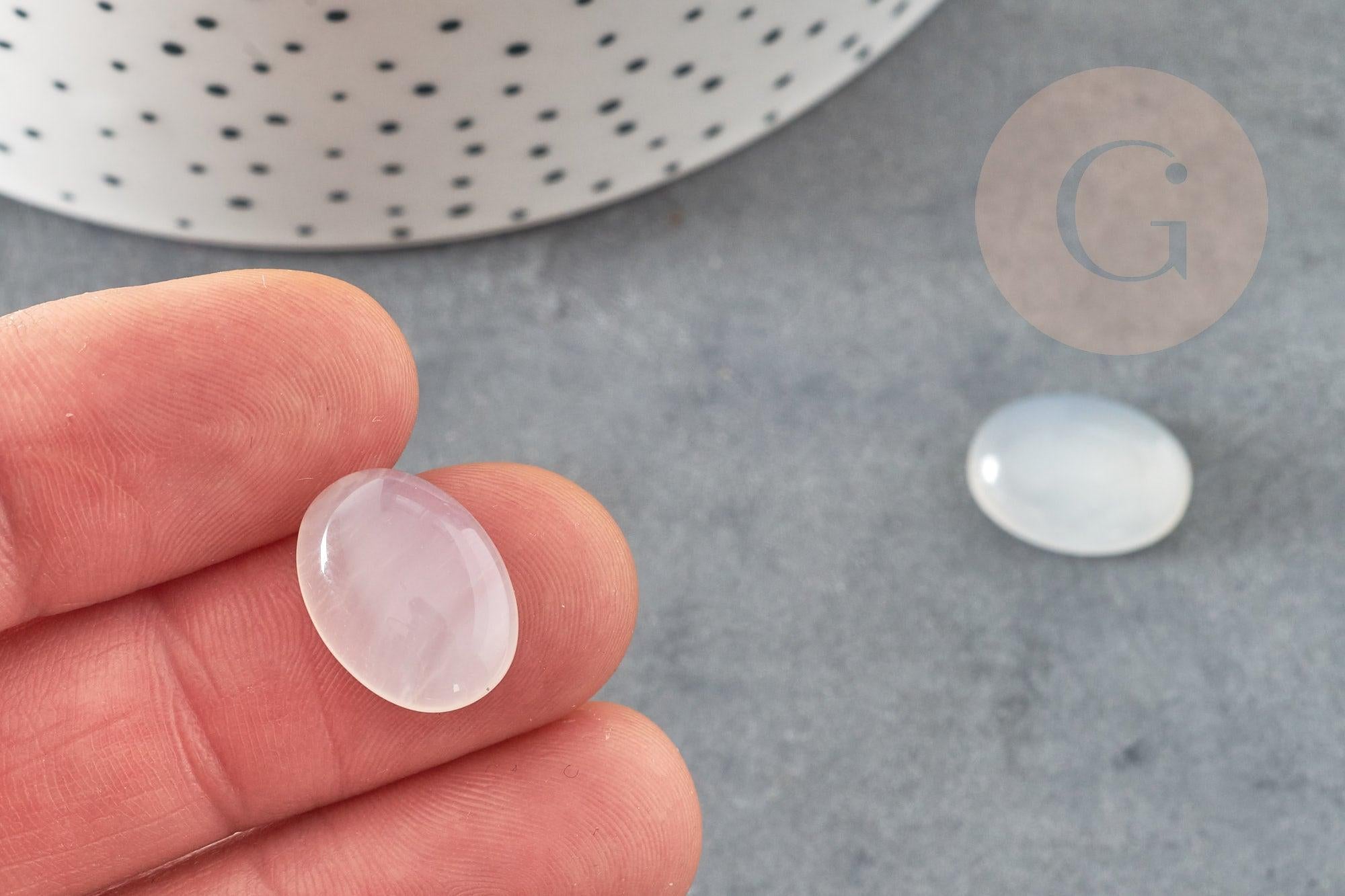 Cabochon ovale jade naturel blanc 16mm, x1 (G1294)