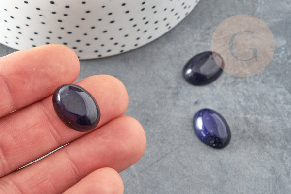 Cabochon ovale jade naturel bleu marine 16 x12mm, x1 (G2932)