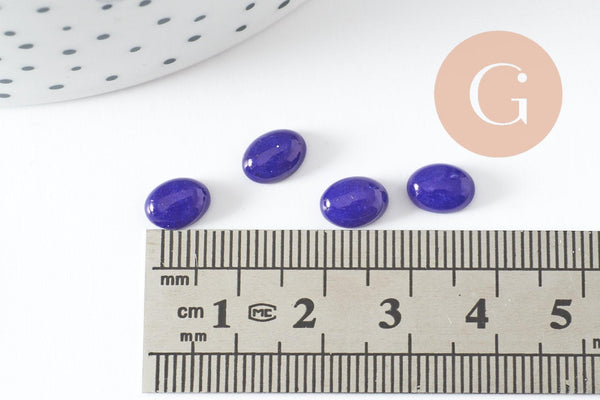 Cabochon ovale jade naturel bleu roi 8x6mm, x1 (G10122)