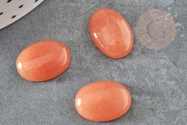 Cabochon ovale jade naturel corail 18 x13mm , x1 (G0988)