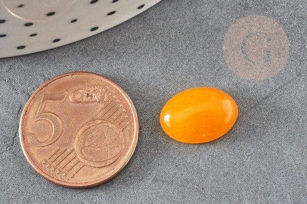 Cabochon ovale jade naturel jaune 14x10mm, x1 (G2607)