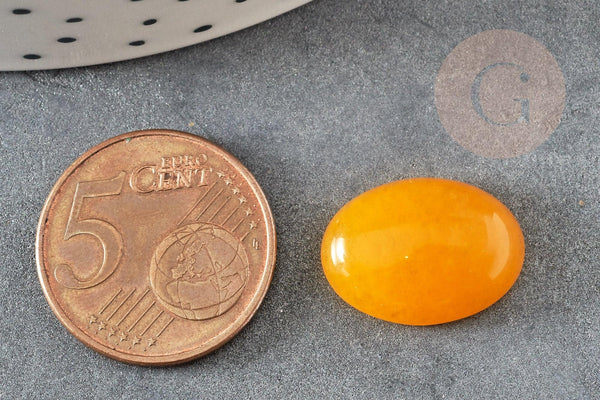 Cabochon ovale jade naturel jaune 18x13mm, x1 (G0379)