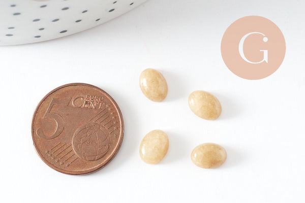 Cabochon ovale jade naturel jaune clair 8x6mm, x1 (G10126)