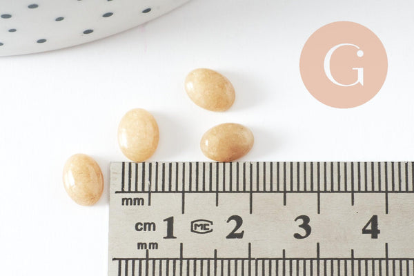 Cabochon ovale jade naturel jaune clair 8x6mm, x1 (G10126)