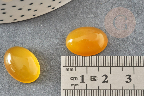 Cabochon ovale jade naturel jaune translucide 18x13mm, x1 (G2683)