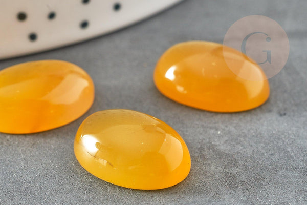 Cabochon ovale jade naturel jaune translucide 18x13mm, x1 (G2683)