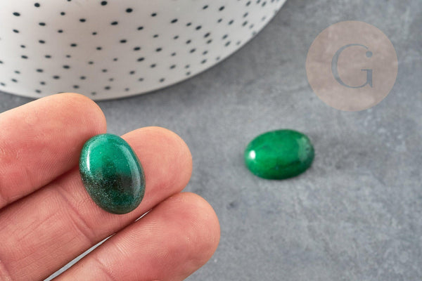 Cabochon ovale jade naturel marbré vert 18 x13mm, x1 (G2064)