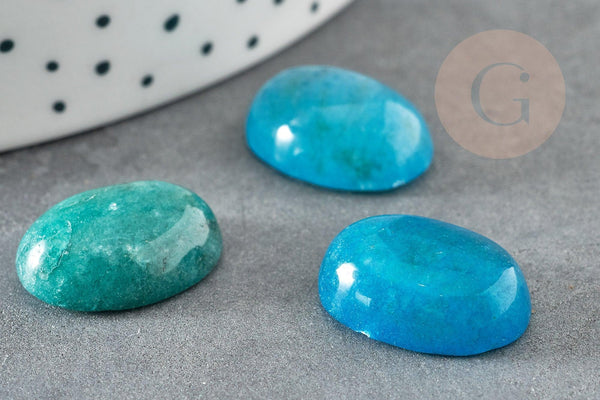 Cabochon ovale jade naturel turquoise foncé 18 x13mm, x1 (G2025)