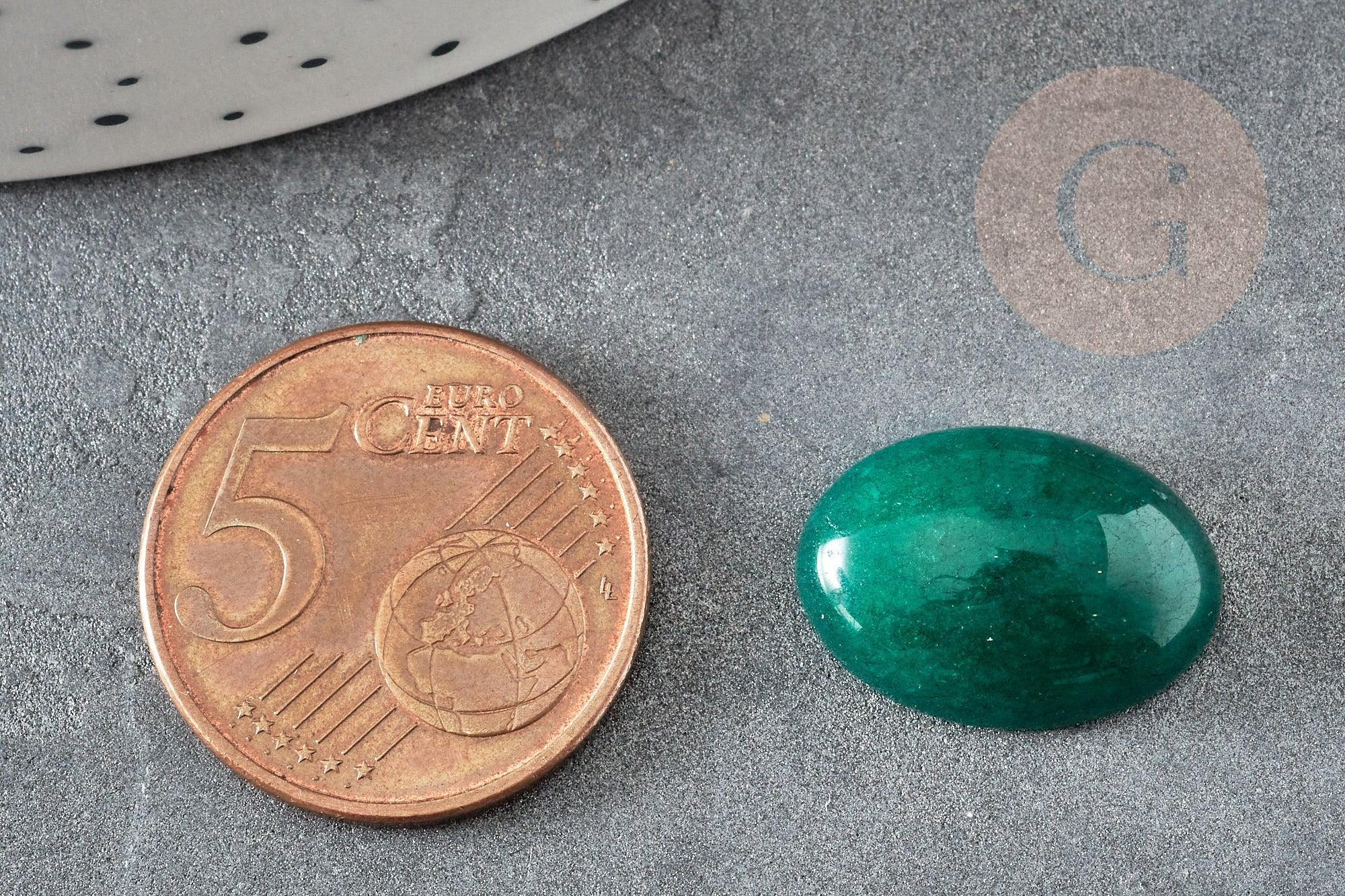 Cabochon ovale jade naturel vert foncé 13x18mm, x1 (G2768)