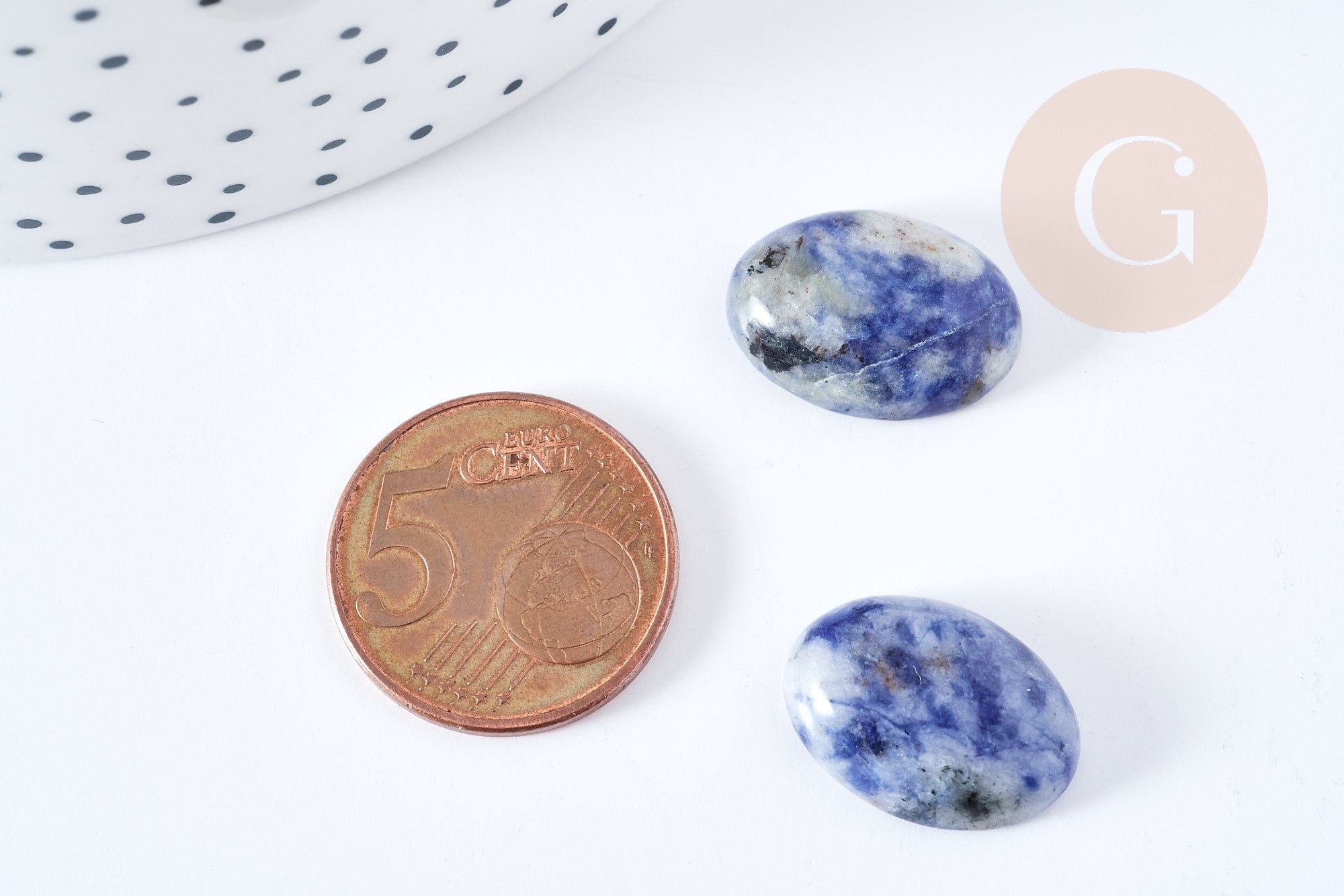 Cabochon ovale jaspe bleu naturel 18x13mm, x1 G8672