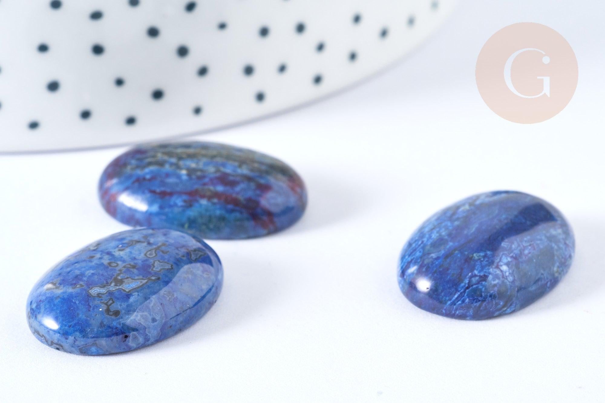 Cabochon ovale jaspe ondulé bleu foncé 25mm, x1 (G7652)