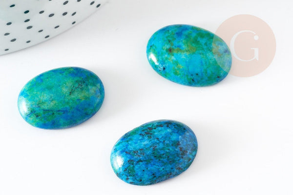 Cabochon ovale jaspe sésame bleu naturel 25x18mm, x1 (G2908)