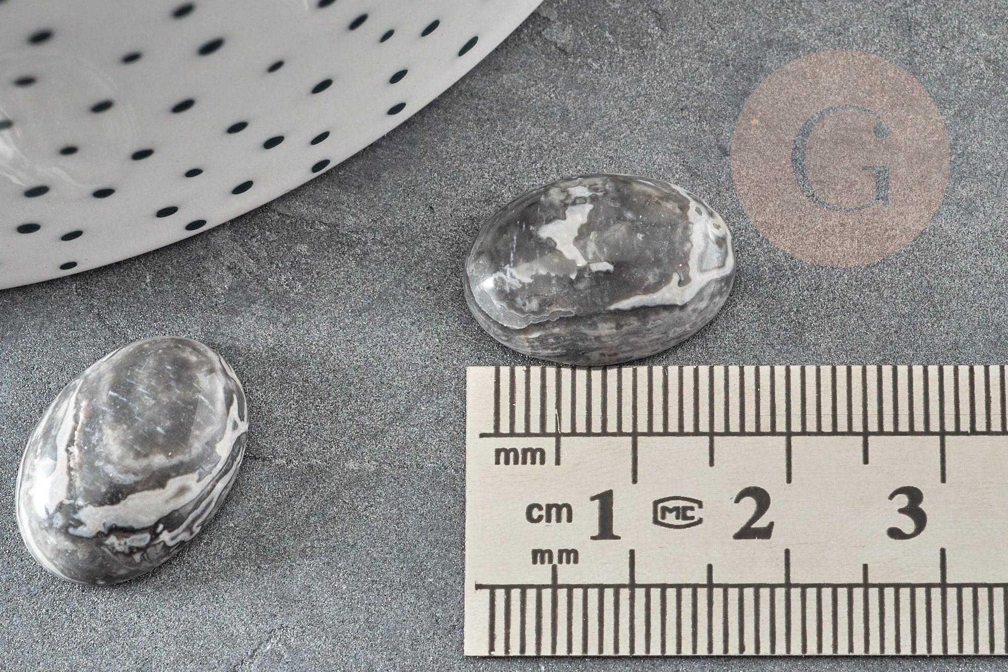 Cabochon ovale jaspe zebra naturel 13x18mm, x1 (G5050)