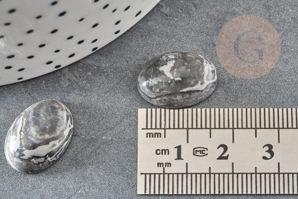 Cabochon ovale jaspe zebra naturel 13x18mm, x1 (G5050)