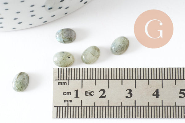 Cabochon ovale labradorite naturelle 8x6mm, création bijoux pierre naturelle, x1 (G10176)
