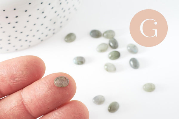 Cabochon ovale labradorite naturelle 8x6mm, création bijoux pierre naturelle, x1 (G10176)
