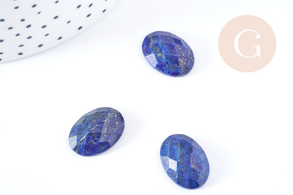 Cabochon ovale lapis lazuli naturel facetté 18x13mm, x1 G8674