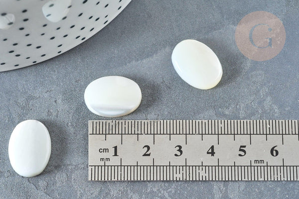 Cabochon ovale nacre blanche 18x13x4.5mm, x1 (G7376)