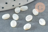 Cabochon ovale nacre blanche naturelle 7x4mm, x1 (G3728)