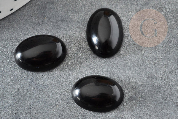 Cabochon ovale obsidienne noire naturelle ovale 18x13mm, x1 (G2066)