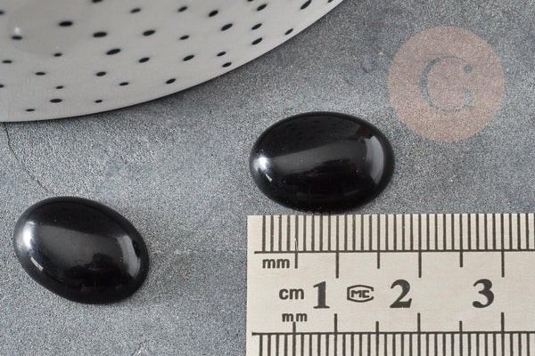 Cabochon ovale obsidienne noire naturelle ovale 18x13mm, x1 (G2066)