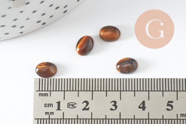 Cabochon ovale oeil de tigre nature 8x6mm, création bijoux pierre naturelle, x1 (G10180)