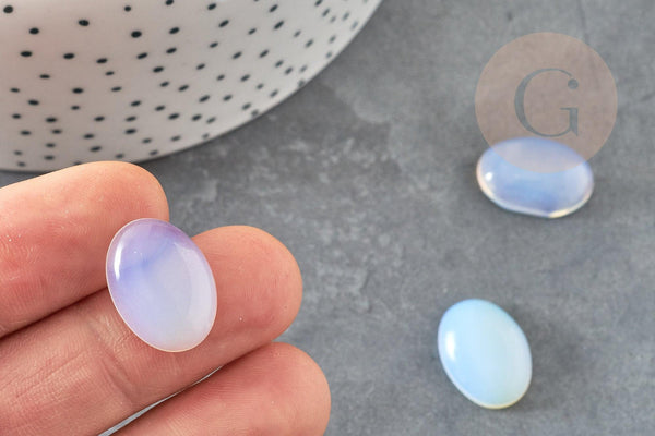 Cabochon ovale opalite blanche 18x13mm, x1 (G0480)