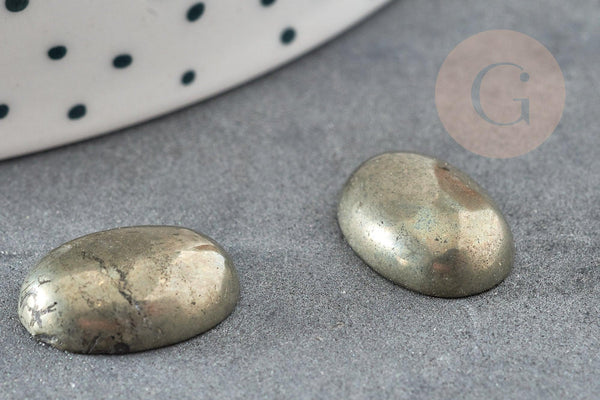 Cabochon ovale pyrite grise naturelle 14 x10mm, x1 (G2224)