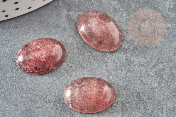 Cabochon ovale quartz fraise naturell 18x13mm, x1 (G2219)