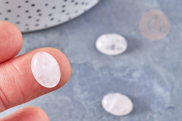 Cabochon ovale quartz rose naturel 14 x10mm, x1 (G8690)
