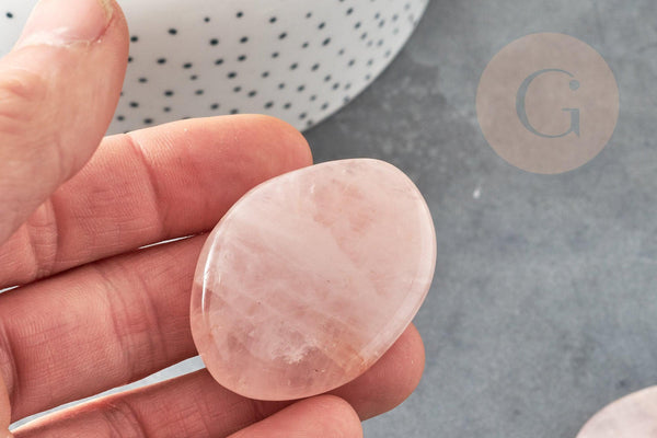 Cabochon ovale quartz rose naturel 43-50mm, x1 (G5056)