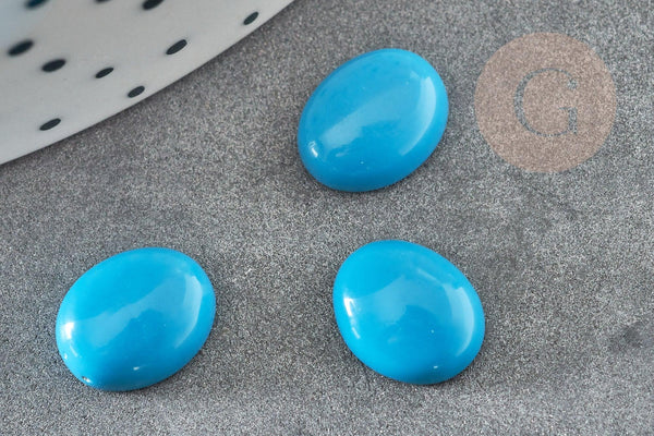 Cabochon ovale turquoise de synthèse 10x8mm, x1 (G1711)